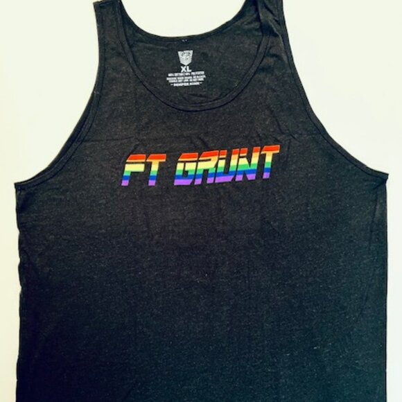 Fort Troff Size 'XL" Cotton Blend GRUNT PRIDE Tank Top - Black/PRIDE Colors - Picture 1 of 8